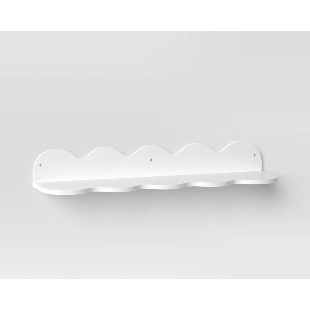 Room Essentials Wavy Wall Shelf 24 Inch White Scalloped Floating 6in Height